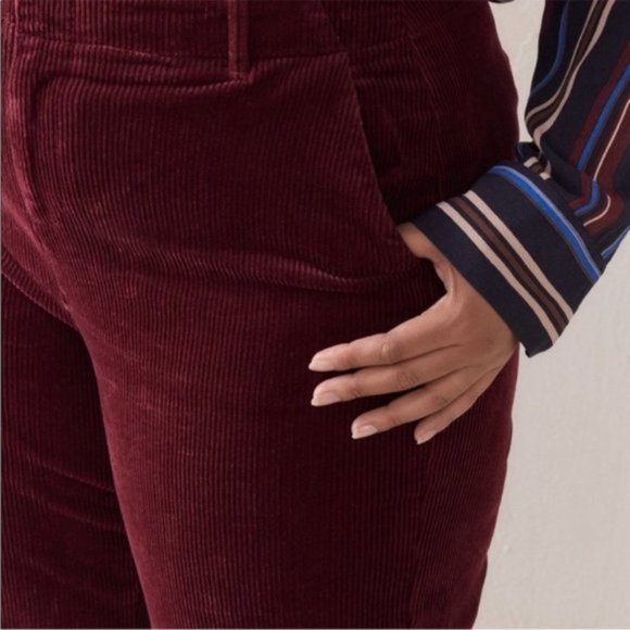 Addition Elle Women Red Wine Corduroy Wide Crop Leg Pant Size 10 - Picture 3 of 16